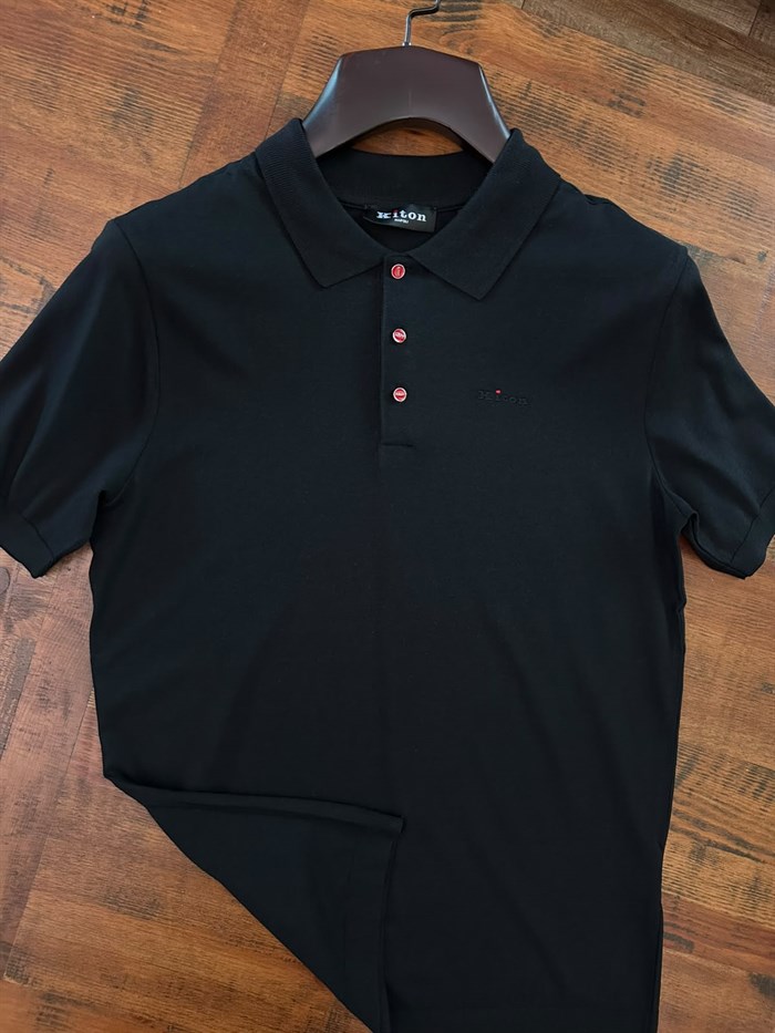 Nakış Logolu Kaşmir Kumaş Yakalı T-Shirt