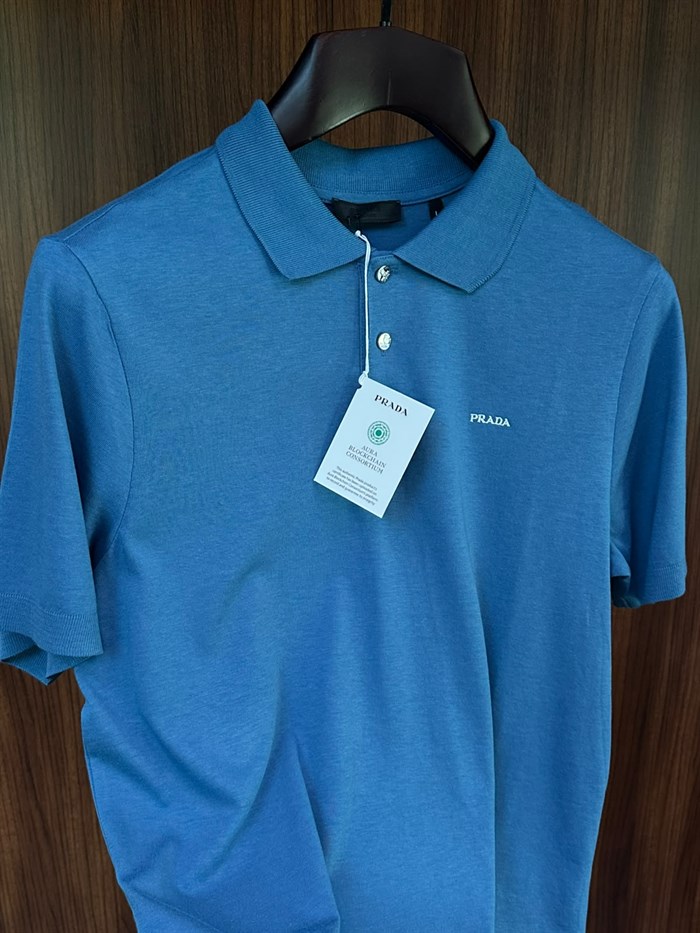 Nakış Logolu Kaşmir Kumaş Yakalı T-Shirt