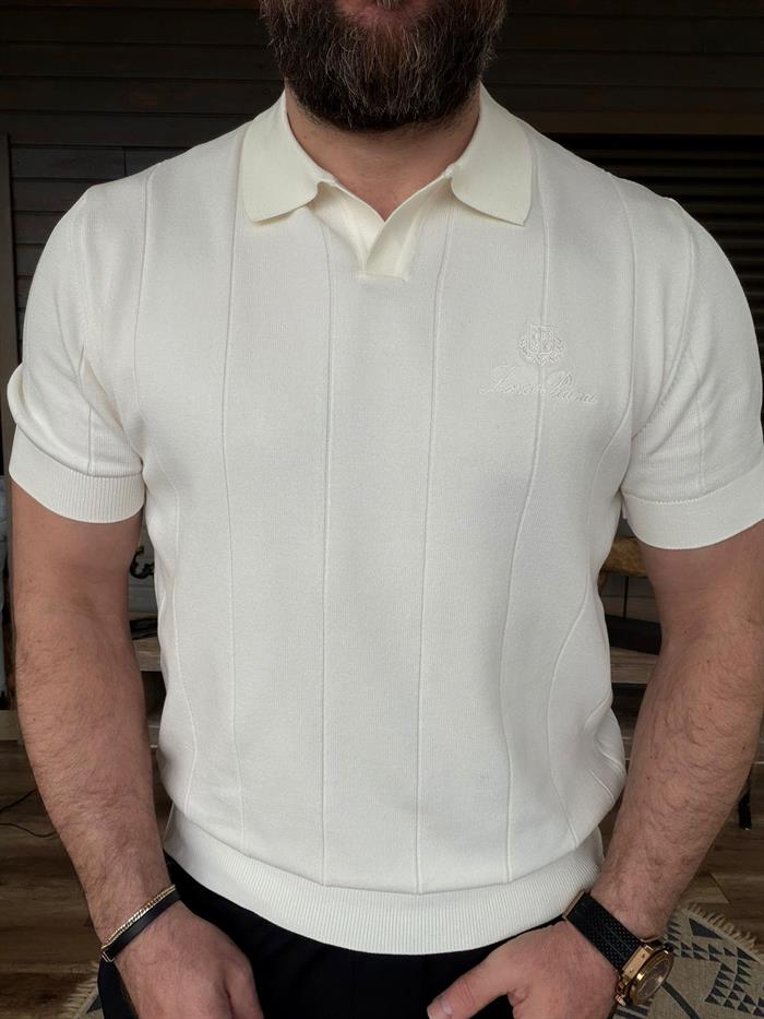 Nakış Logolu Yakalı Triko T-Shirt