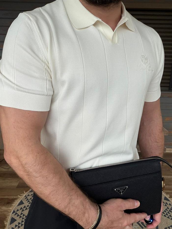 Nakış Logolu Yakalı Triko T-Shirt