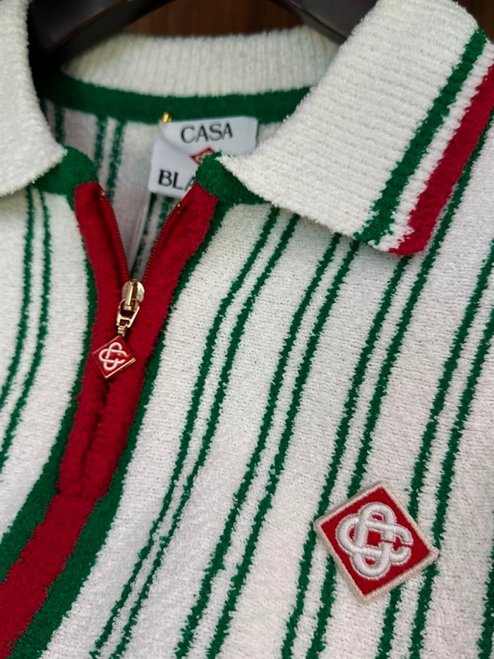 Striped Boucle Polo Shirt