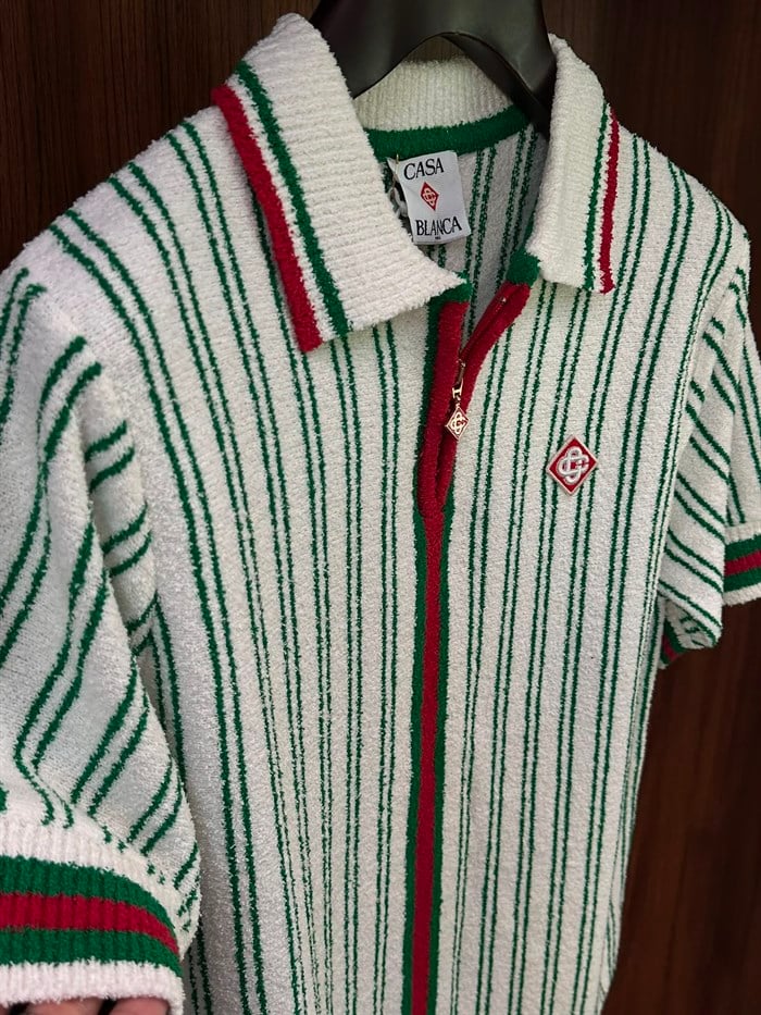 Striped Boucle Polo Shirt