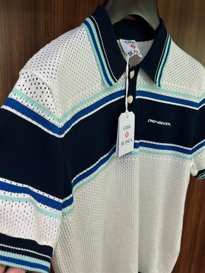 Striped Mesh Short Sleeve T-Shirt