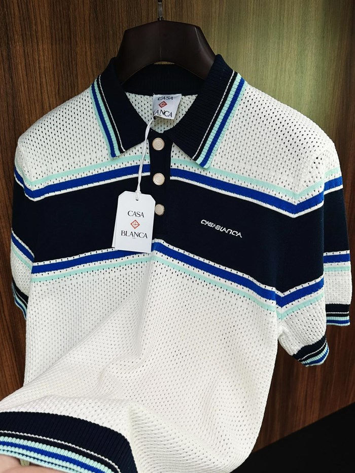 Striped Mesh Short Sleeve T-Shirt