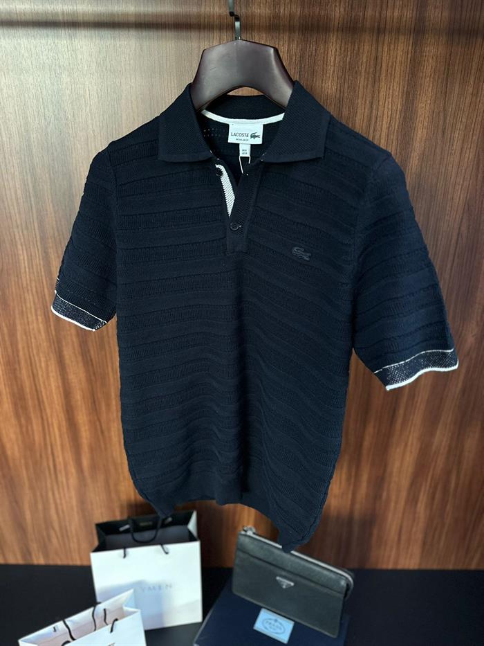 Tonaton Nakış Logolu Yatay Çizgili Yakalı Triko T-Shirt