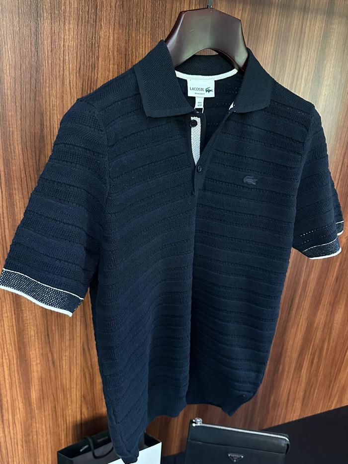 Tonaton Nakış Logolu Yatay Çizgili Yakalı Triko T-Shirt