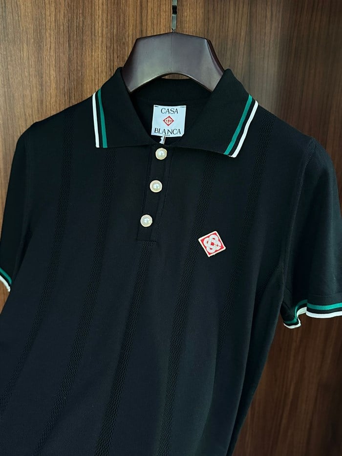 Yaka Ve Düğme Detaylı Triko T-Shirt