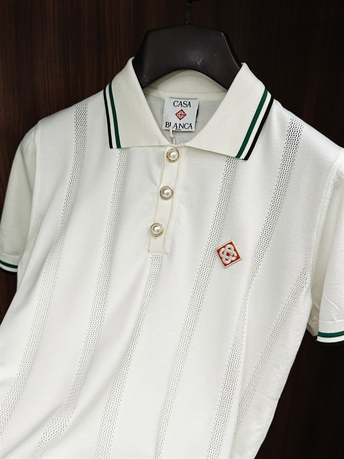 Yaka Ve Düğme Detaylı Triko T-Shirt