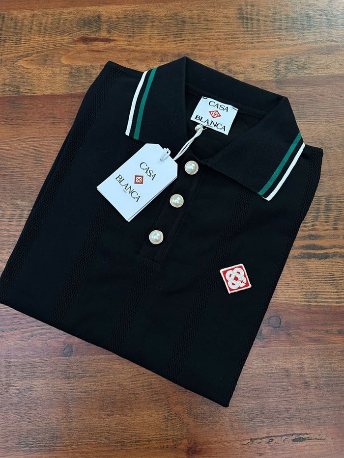 Yaka Ve Düğme Detaylı Triko T-Shirt