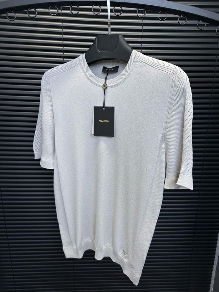 Fitilli Basic Triko T-Shirt - Taş