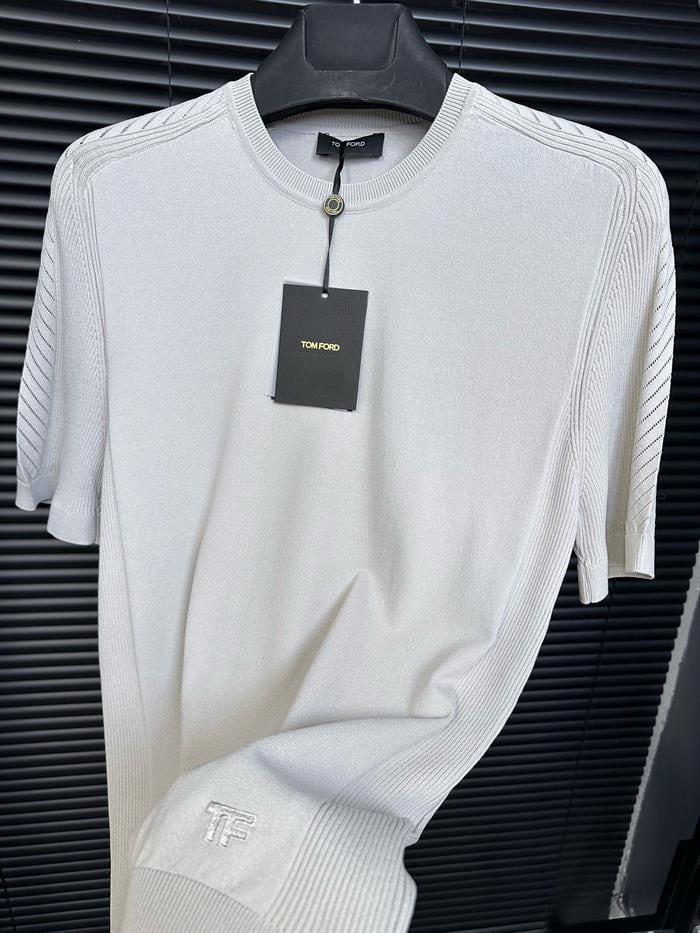 Fitilli Basic Triko T-Shirt - Taş