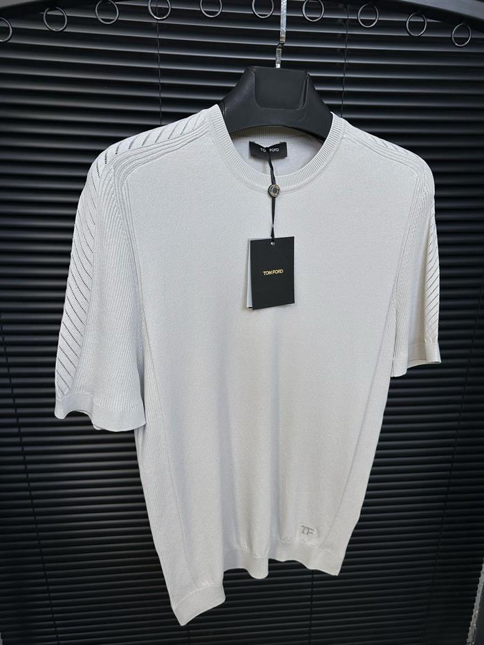 Fitilli Basic Triko T-Shirt - Taş