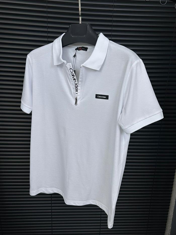 Silikon Marka Baskılı Fermuarlı Yakalı T-Shirt