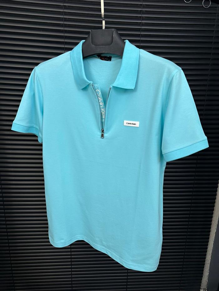 Silikon Marka Baskılı Fermuarlı Yakalı T-Shirt