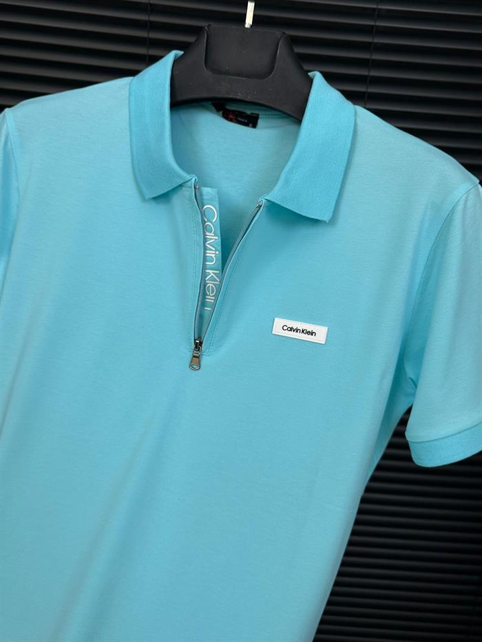 Silikon Marka Baskılı Fermuarlı Yakalı T-Shirt