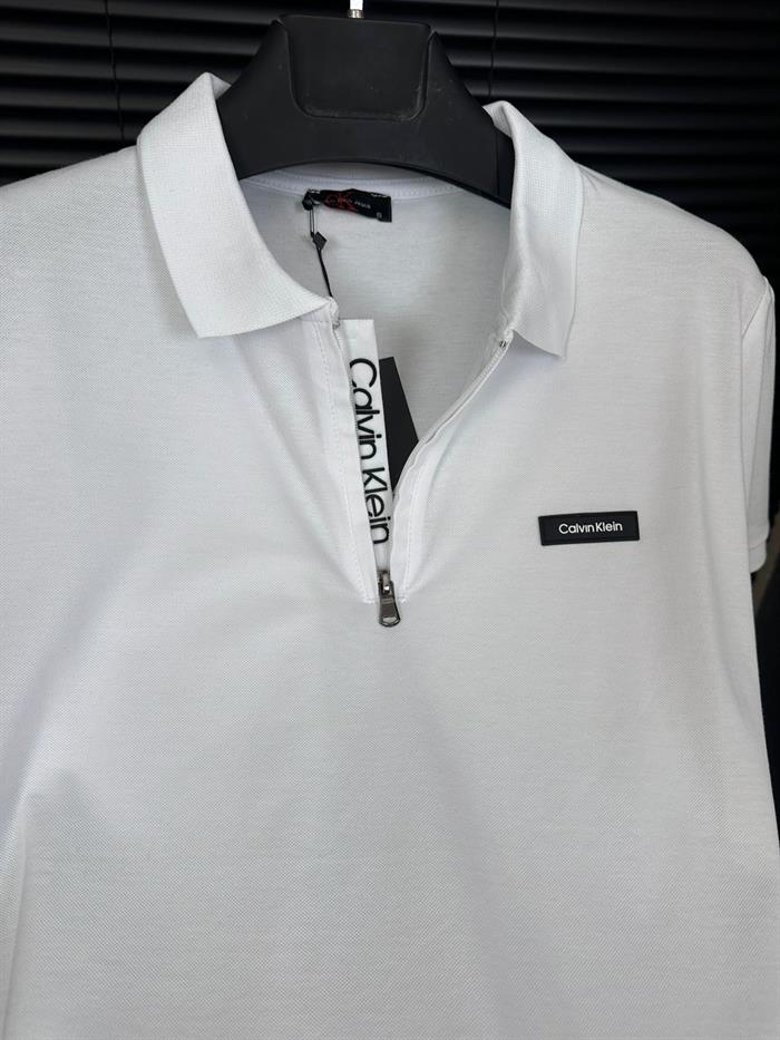 Silikon Marka Baskılı Fermuarlı Yakalı T-Shirt