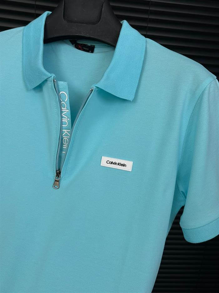 Silikon Marka Baskılı Fermuarlı Yakalı T-Shirt