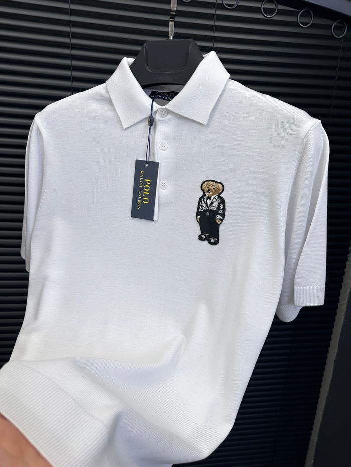 Teddy Bear Nakış Baskılı Triko Yakalı T-Shirt