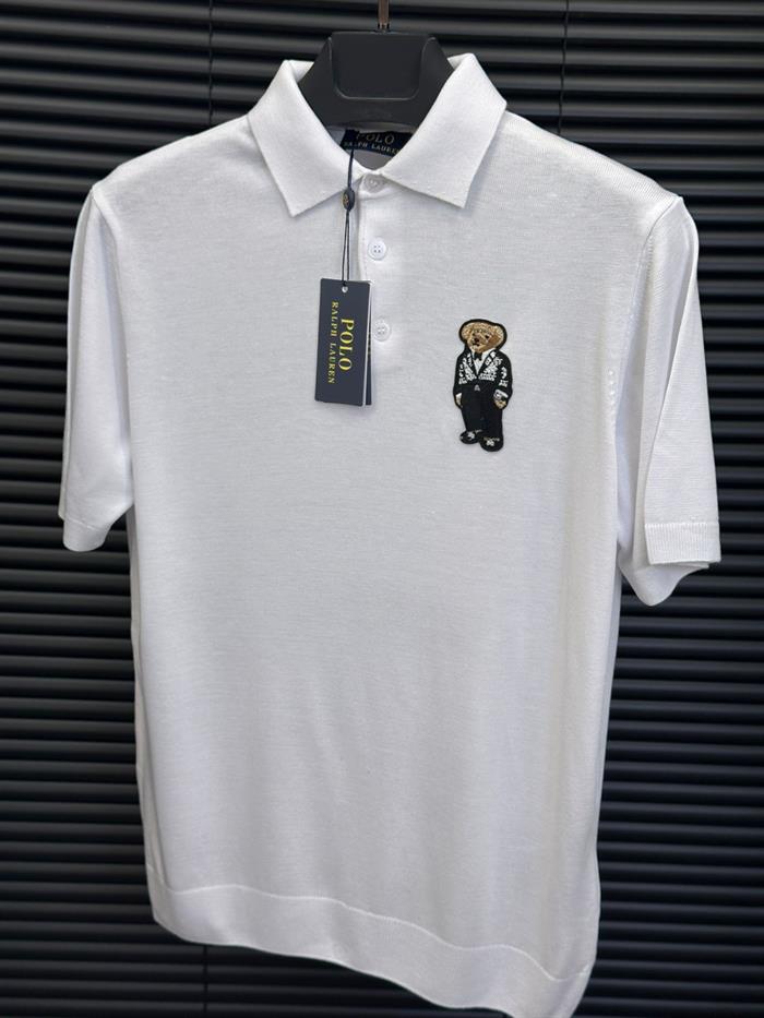 Teddy Bear Nakış Baskılı Triko Yakalı T-Shirt