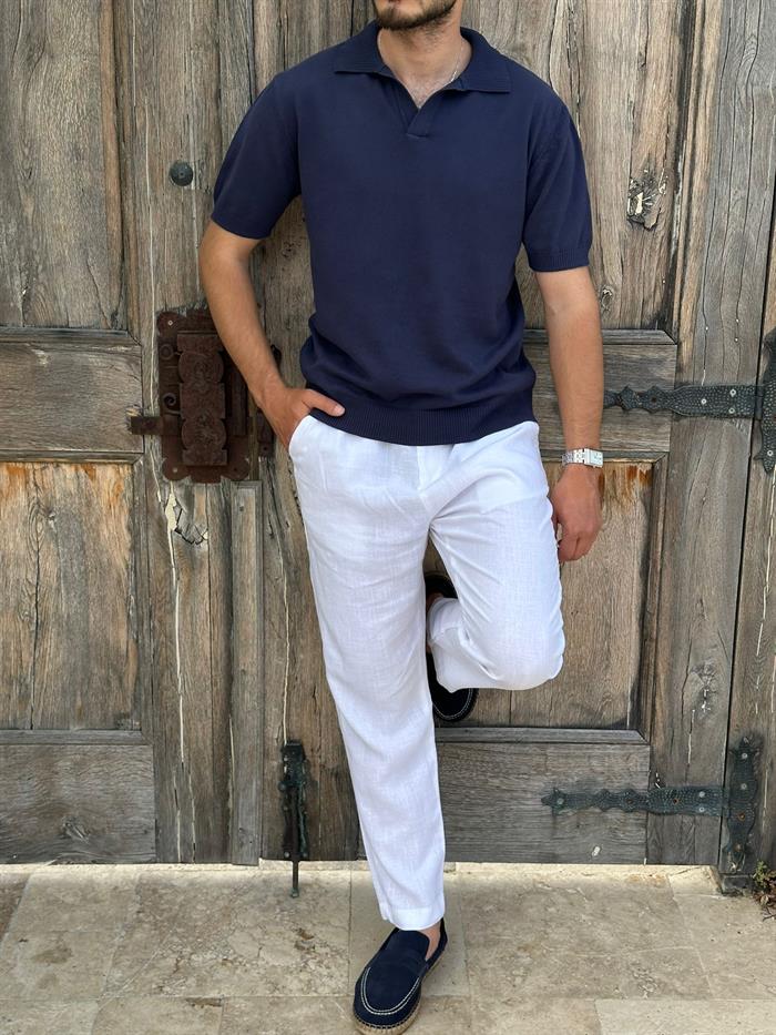 Triko Kumaş Yakalı T-Shirt