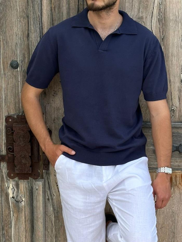 Triko Kumaş Yakalı T-Shirt