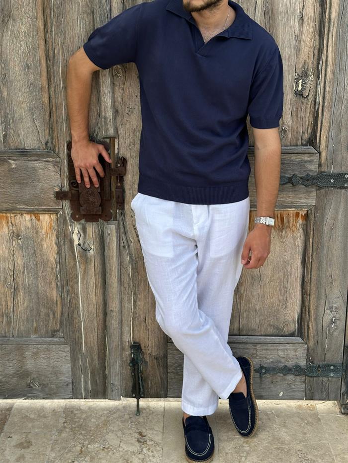 Triko Kumaş Yakalı T-Shirt