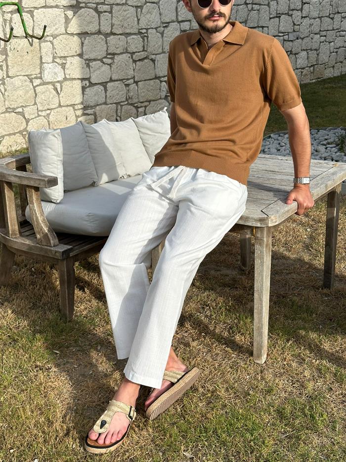 Triko Kumaş Yakalı T-Shirt