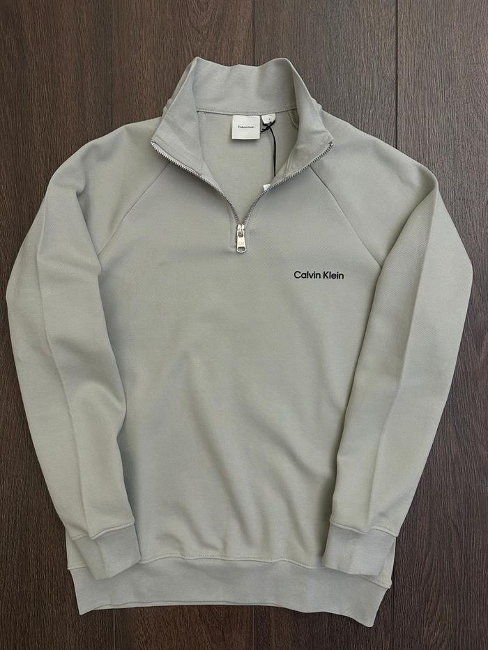 Kabartma Logolu Yarım Fermuar Sweatshirt