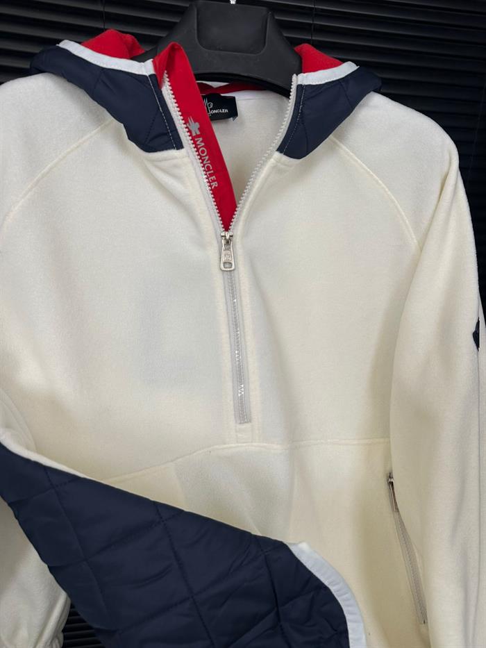Kapşonlu Yarım Fermuarlı Polar Sweatshirt