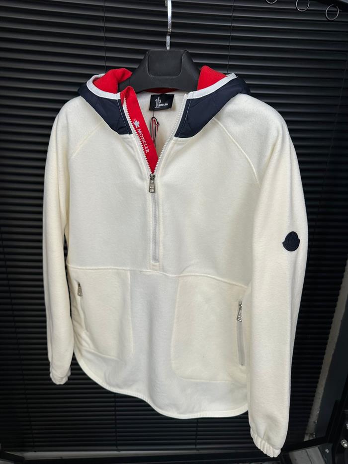Kapşonlu Yarım Fermuarlı Polar Sweatshirt