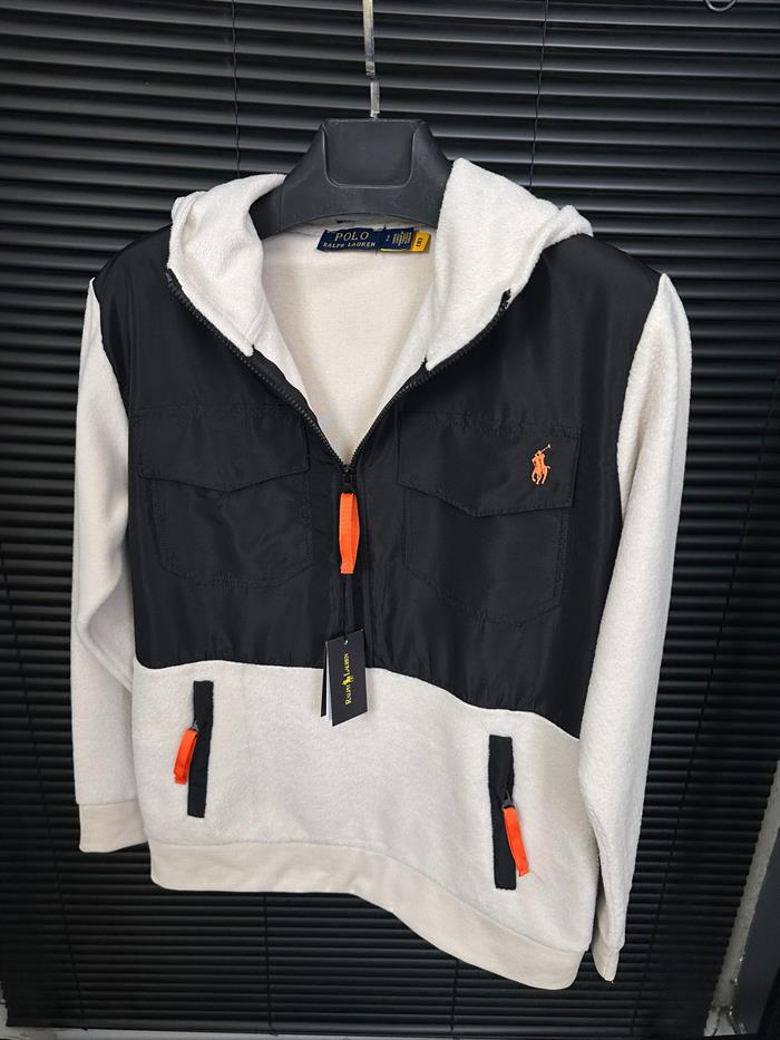 Nakış Logolu Kapşonlu Yarım Fermuarlı Sweatshirt