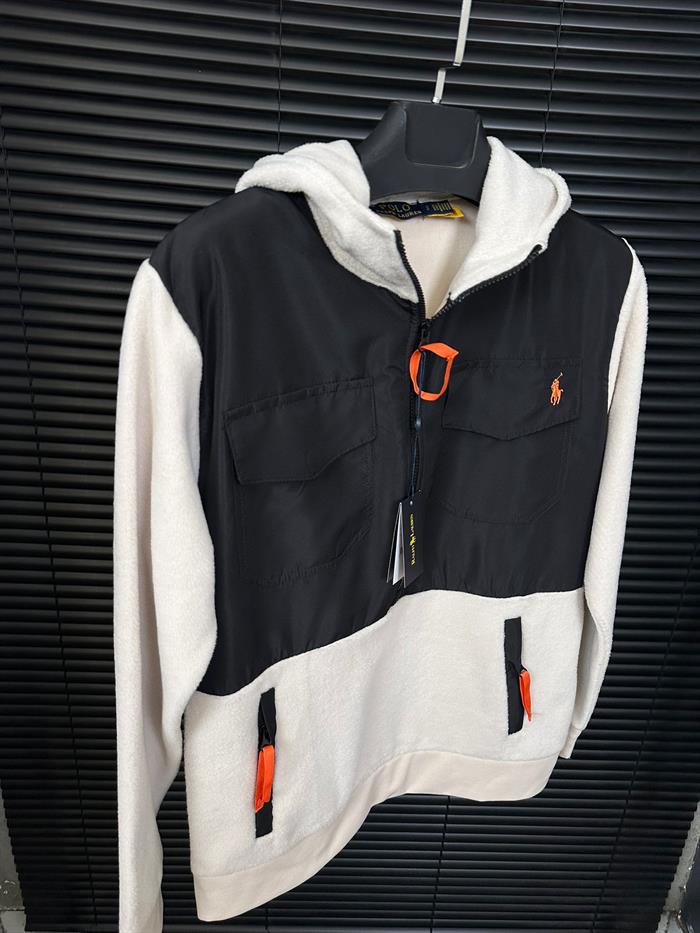 Nakış Logolu Kapşonlu Yarım Fermuarlı Sweatshirt