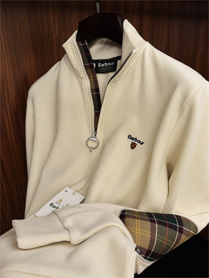 Nakış Logolu Yama Detaylı Yarım Fermuarlı Selanik Sweatshirt
