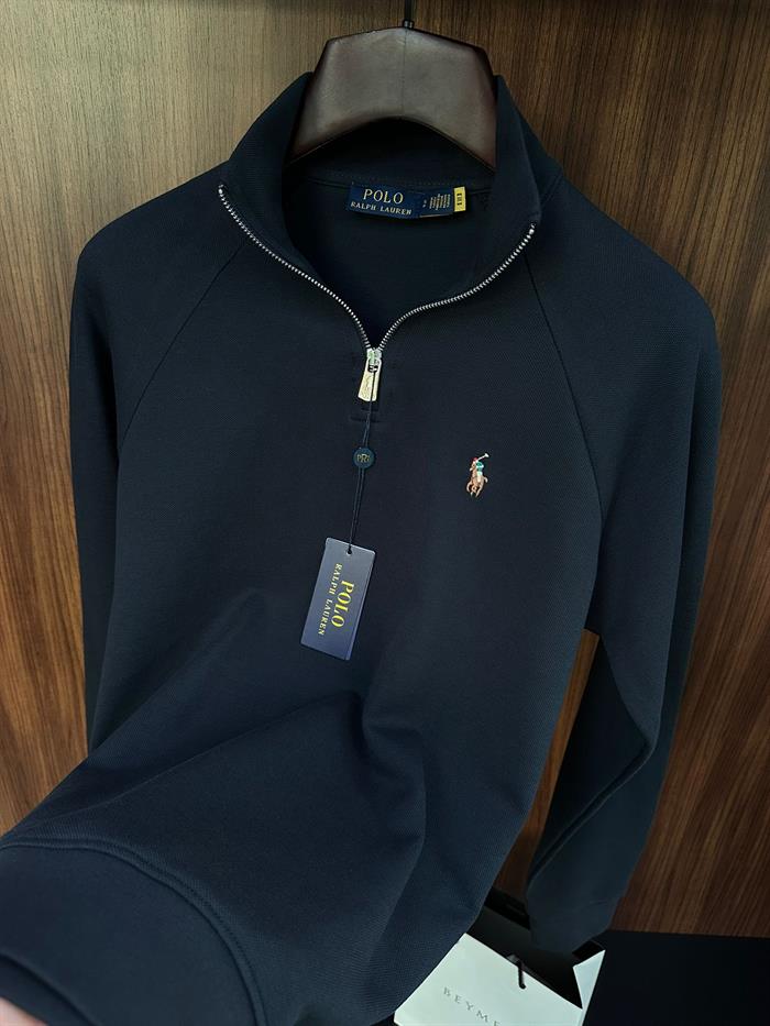 Nakış Logolu Yarım Fermuarlı Sweatshirt