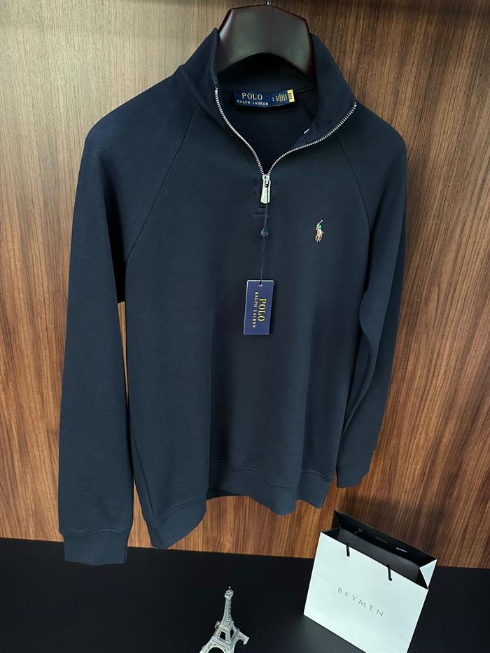 Nakış Logolu Yarım Fermuarlı Sweatshirt