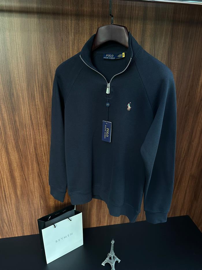 Nakış Logolu Yarım Fermuarlı Sweatshirt