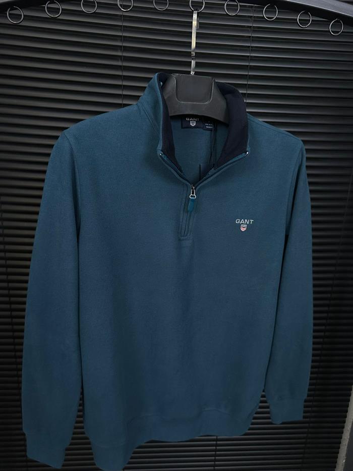 Yaka Yazılı Yarım Fermuar Sweatshirt