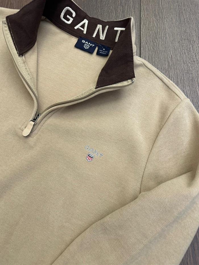 Yaka Yazılı Yarım Fermuar Sweatshirt