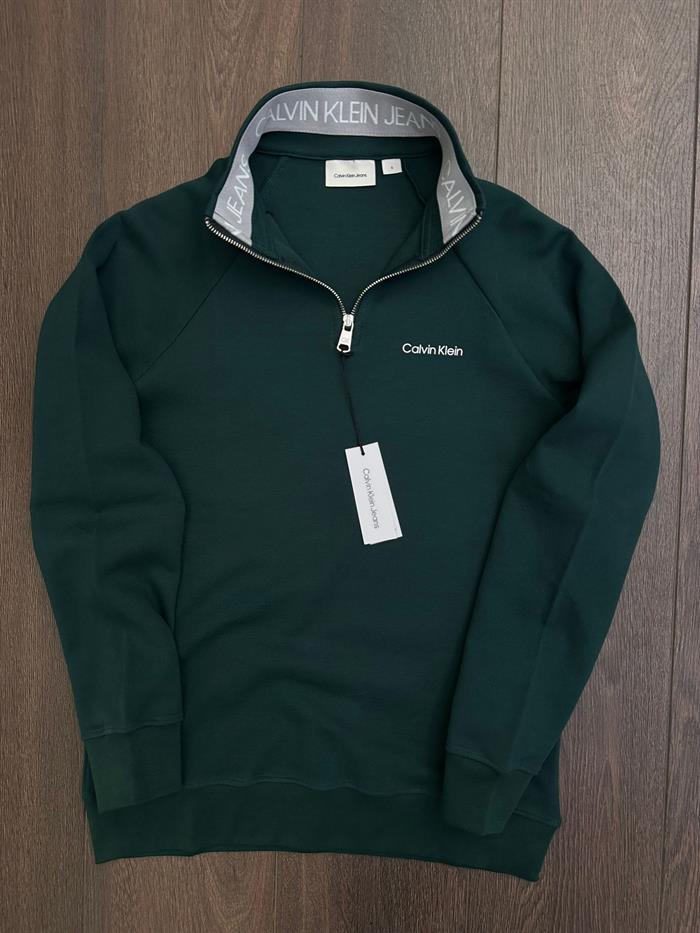 Yaka Yazılı Yarım Fermuarlı Sweatshirt