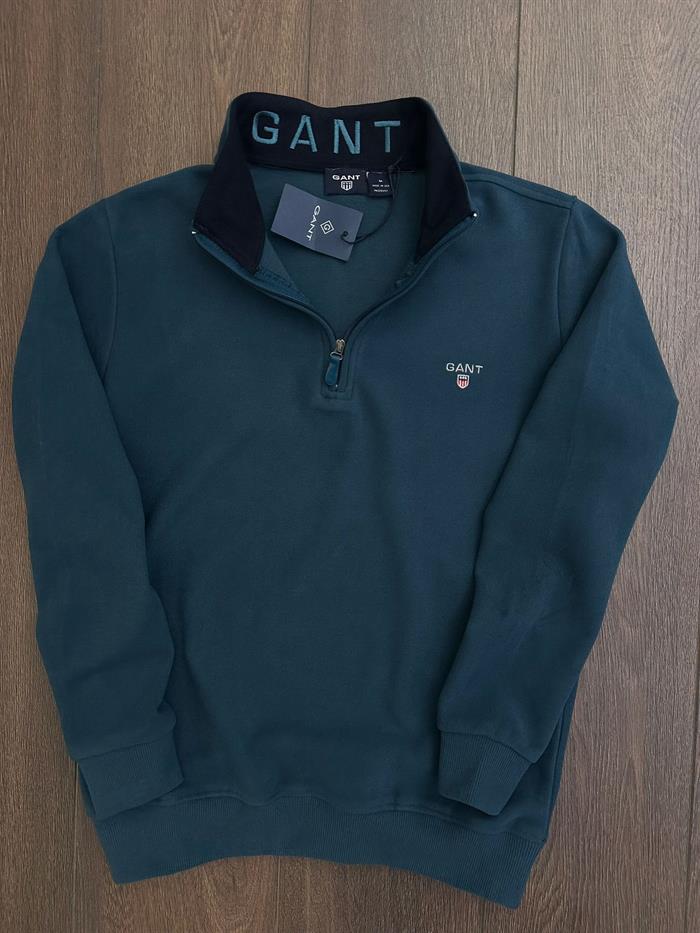 Yaka Yazılı Yarım Fermuar Sweatshirt