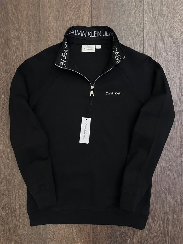 Yaka Yazılı Yarım Fermuarlı Sweatshirt