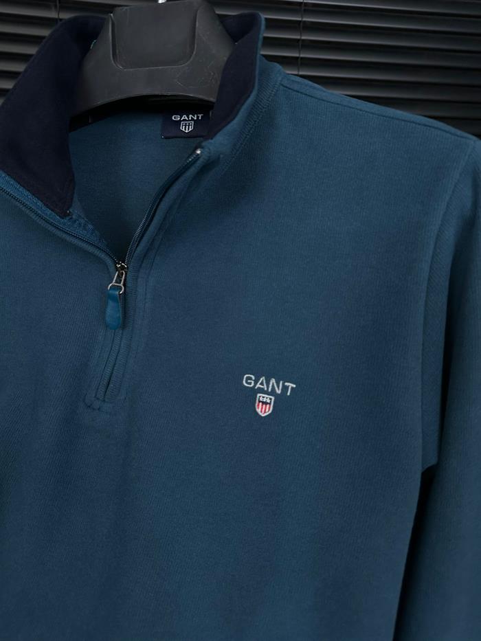 Yaka Yazılı Yarım Fermuar Sweatshirt