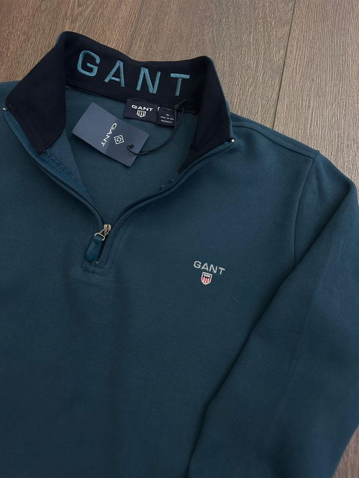 Yaka Yazılı Yarım Fermuar Sweatshirt