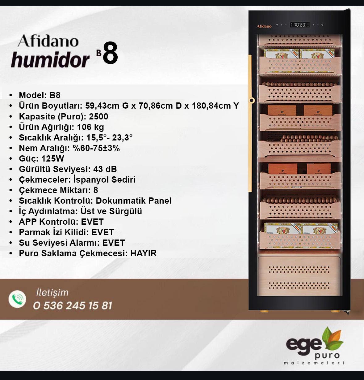 Afidano Humidor Puro Dolabı Siyah B8 2.ÖDEME Afidano-B8-SİYAHAFİDANO