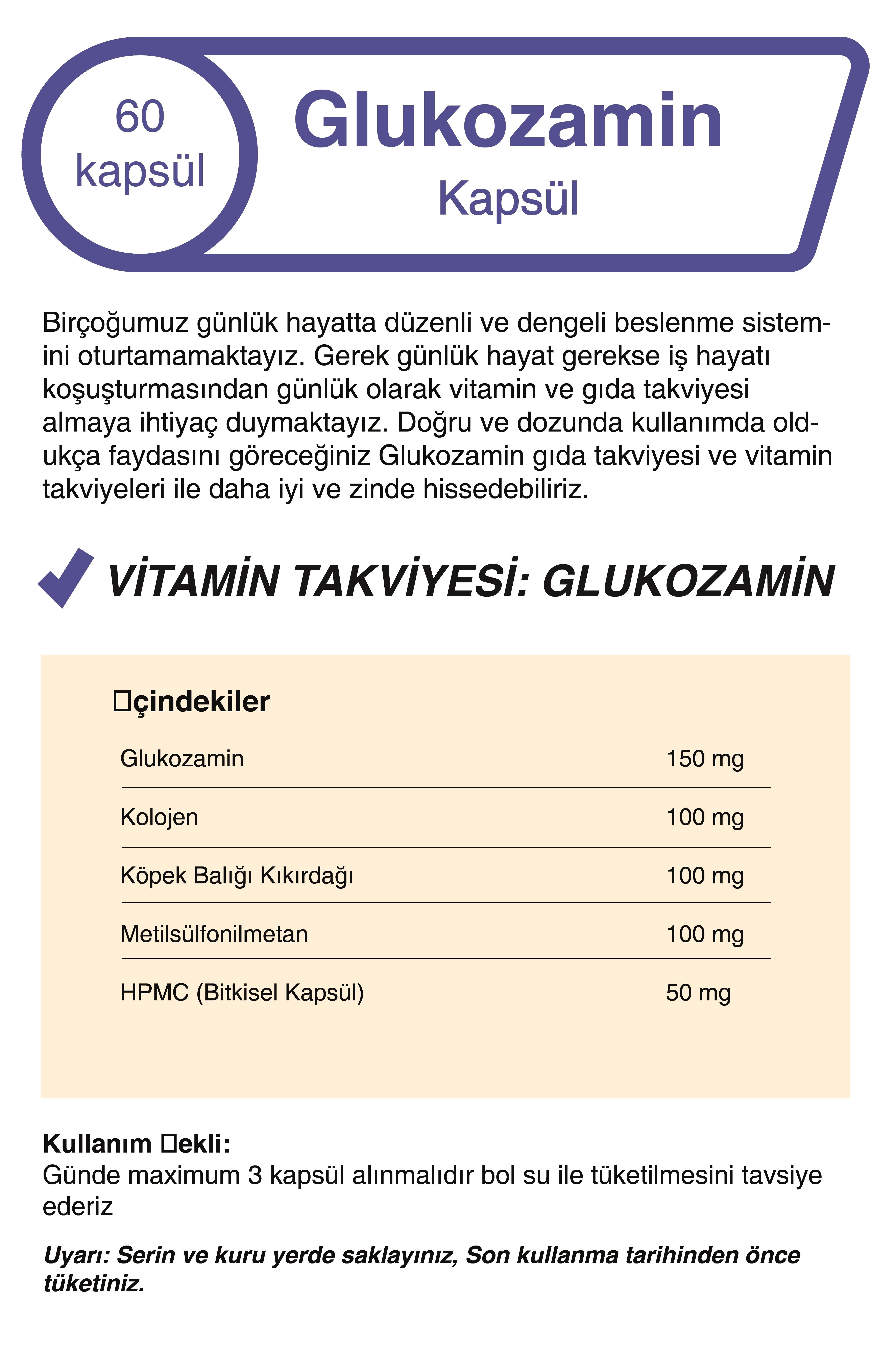 Glukozamin & Köpek Balığı Kıkırdağı & Kolajen & Msm 500 Mg 60 Kapsül 