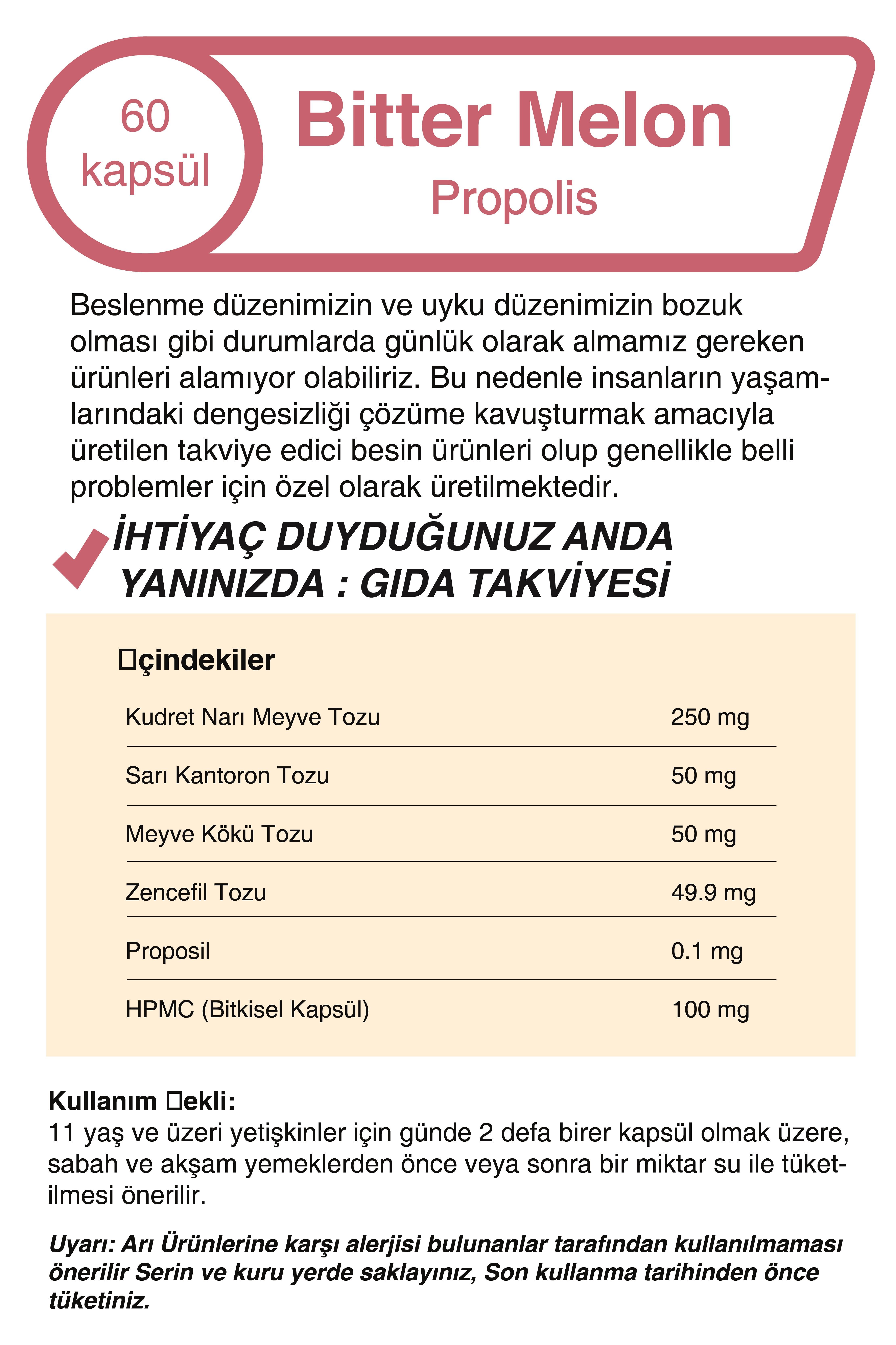Kudret Narı & Propolis 500 Mg 60 Kapsül