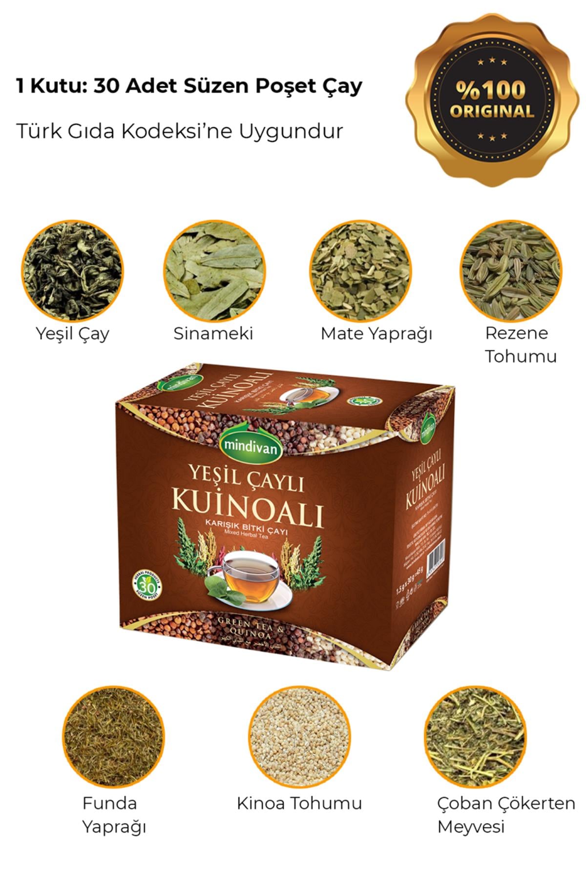Yeşil Çaylı Kinoa Çayı 30Lu