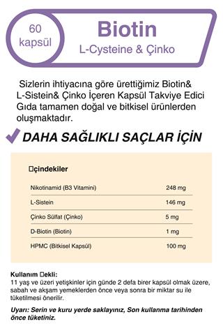 Biotin & L-Sistein & Çinko 500 Mg 60 Kapsül