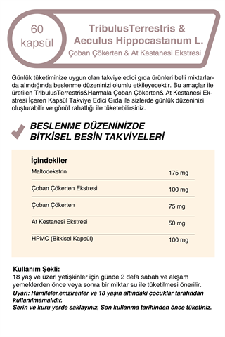 Çoban Çökerten &  At Kestanesi Ekstresi 500 Mg 60 Kapsül