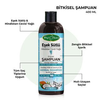 Eşek Sütlü Hindistan Cevizi Yağlı Bitkisel Şampuan 400 Ml